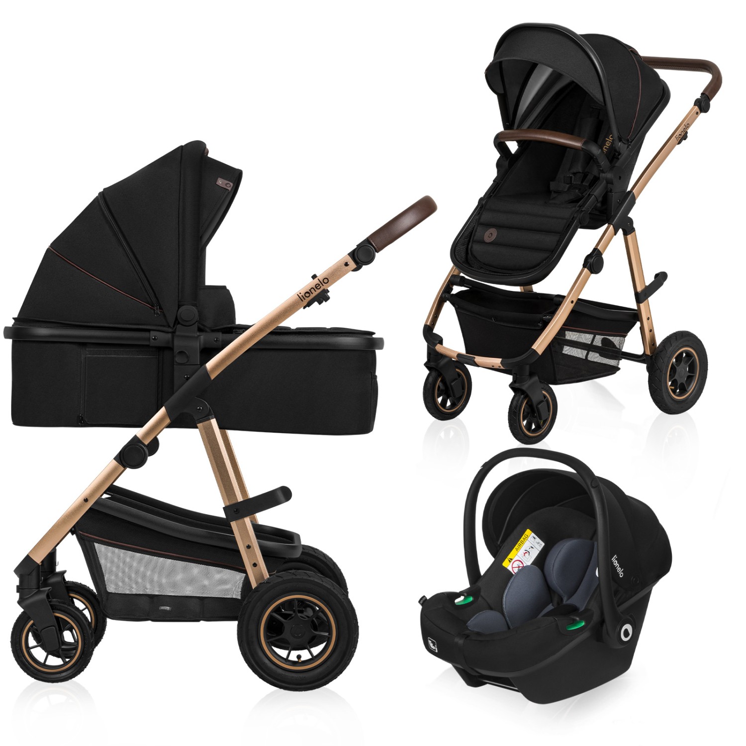 Lionelo Amber 3in1 Black Onyx — Passeggino multifunzionale