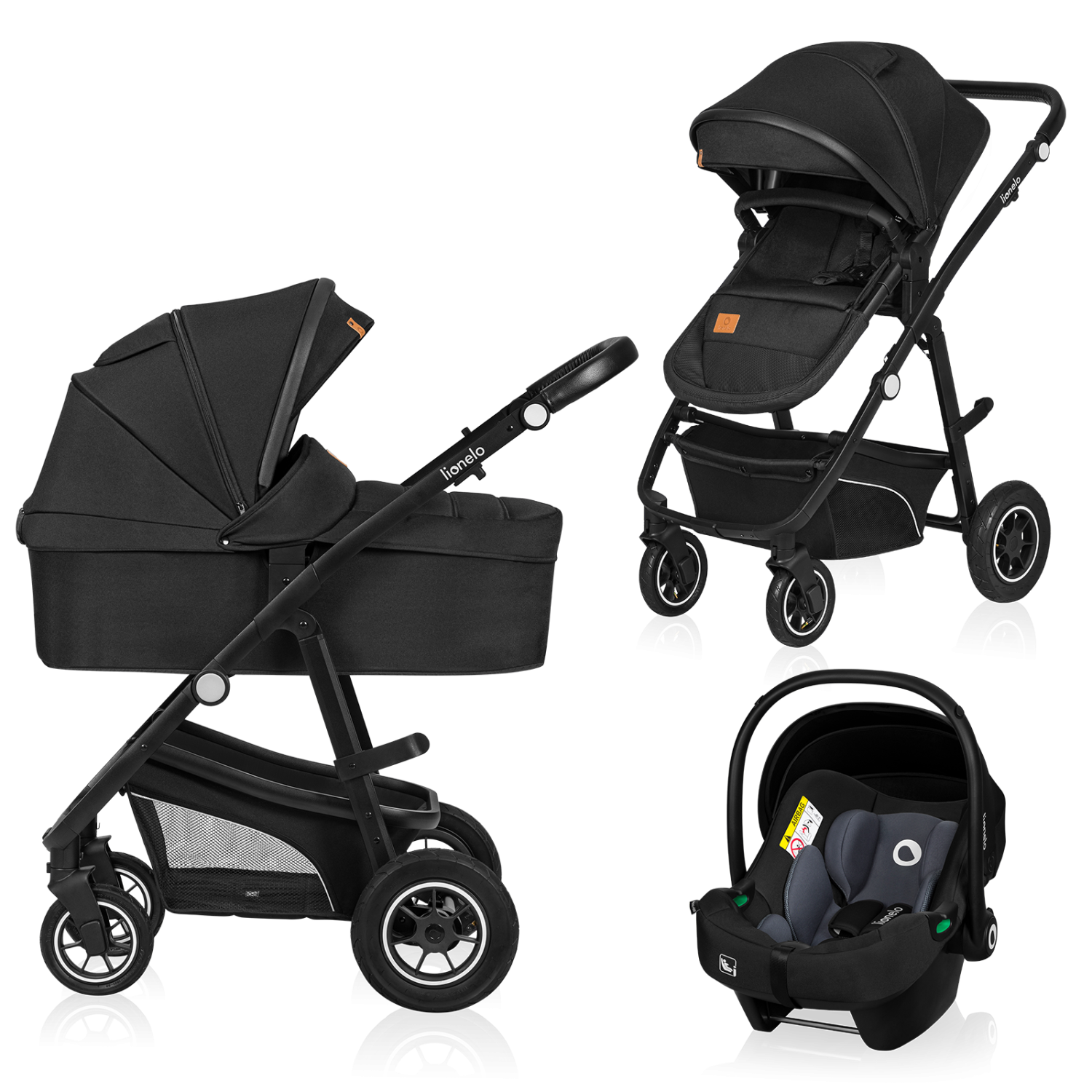 Lionelo Bianka 3in1 Black Onyx — Passeggino multifunzione