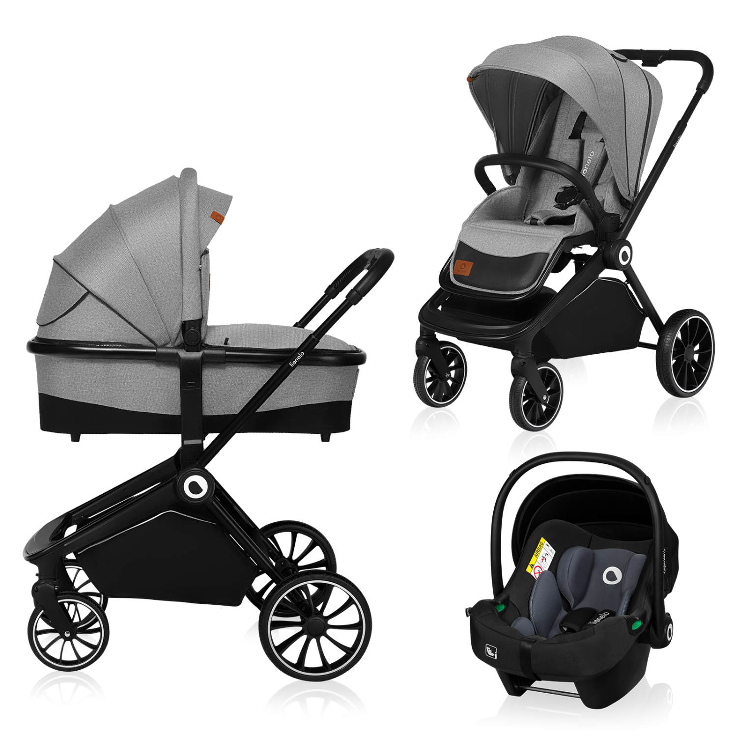 Lionelo Mika 3in1 Grey Stone — Passeggino multifunzione