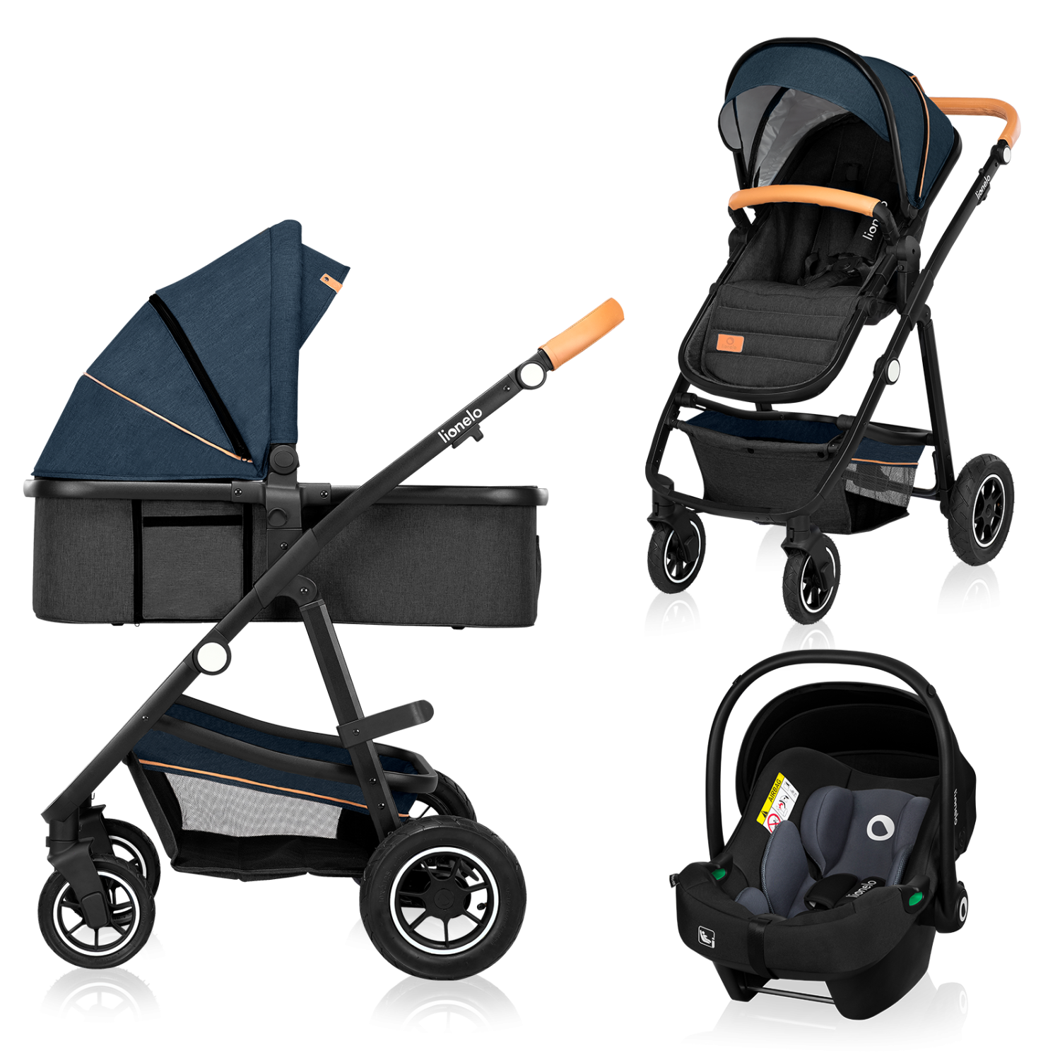 Lionelo Amber 3in1 Blue Navy — Passeggino multifunzionale