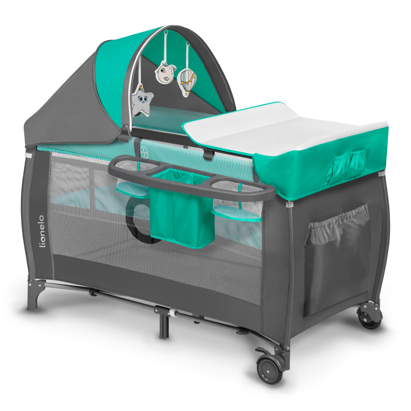 Lionelo Sven Plus Turquoise/Grey — Lettino 2in1