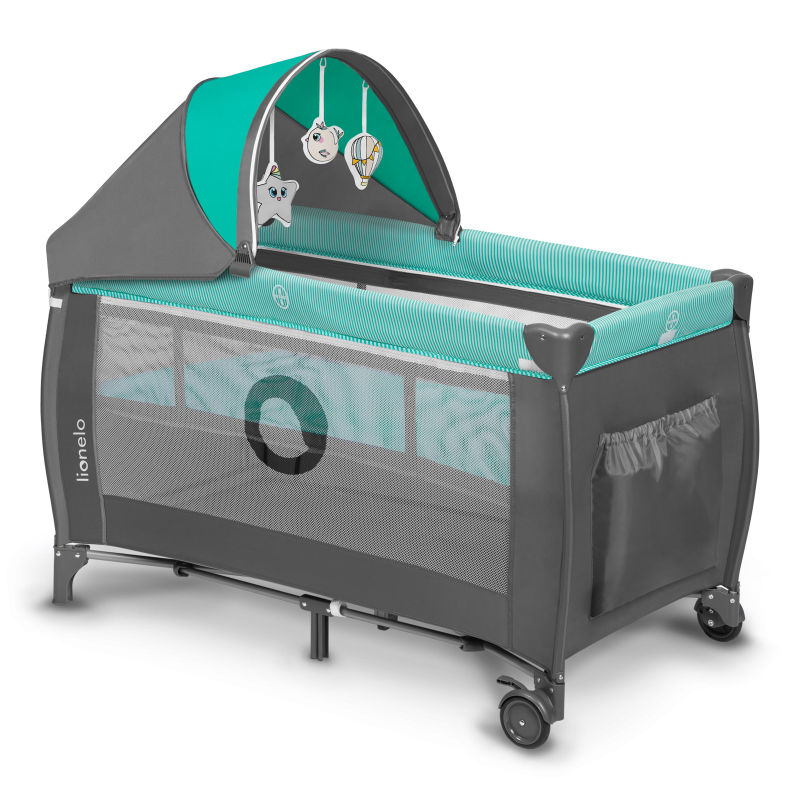 Lionelo Sven Plus Turquoise/Grey — Lettino 2in1