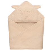 lionelo Muslin Hooded Towel Beige Sand — Asciugamano con cappuccio