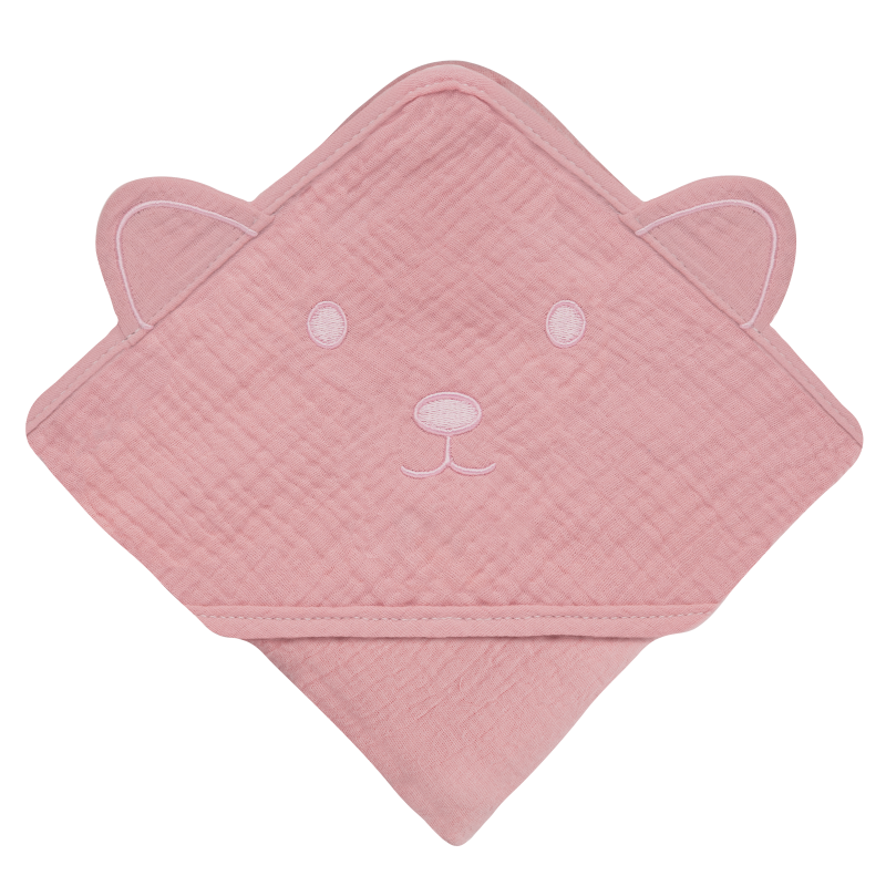 lionelo Muslin Hooded Towel Pink Baby — Asciugamano con cappuccio