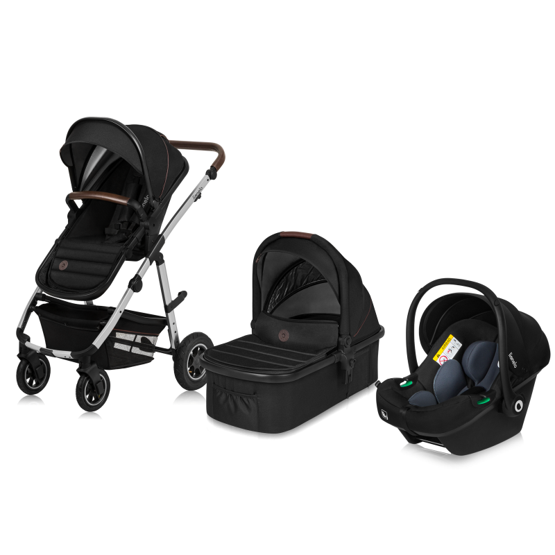 lionelo Amber 3in1 Black Silver — Passeggino multifunzionale