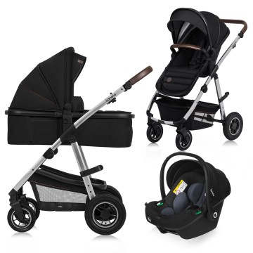 lionelo Amber 3in1 Black Silver — Passeggino multifunzionale