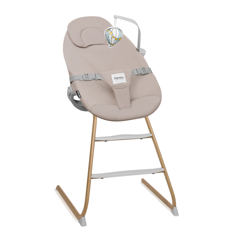 Lionelo Dalia Set Grey Stone Natural — Seggiolone pappa e Sdraietta a dondolo per bambini