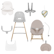 Lionelo Dalia Set Grey Stone Natural — Seggiolone pappa e Sdraietta a dondolo per bambini