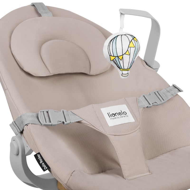 Lionelo Dalia Set Grey Stone Natural — Seggiolone pappa e Sdraietta a dondolo per bambini