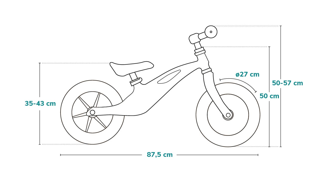 Lionelo Bart Sky Blue - Bici senza pedali - Dimensioni