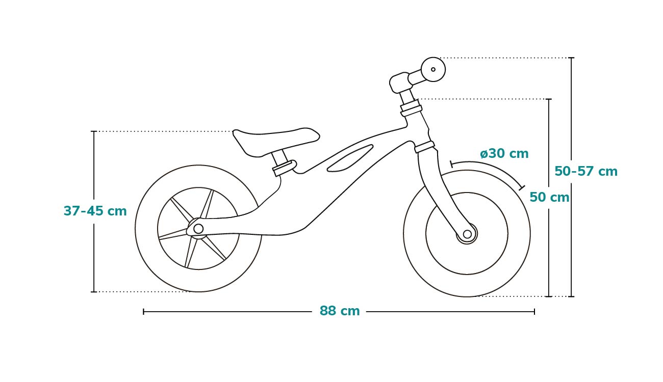 Lionelo Bart Air Blue Navy-- Bici senza pedali - Dimensioni