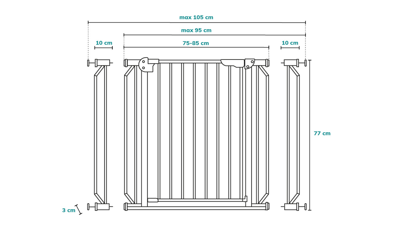 Lionelo Truus LED - dimensioni - cancello di sicurezza