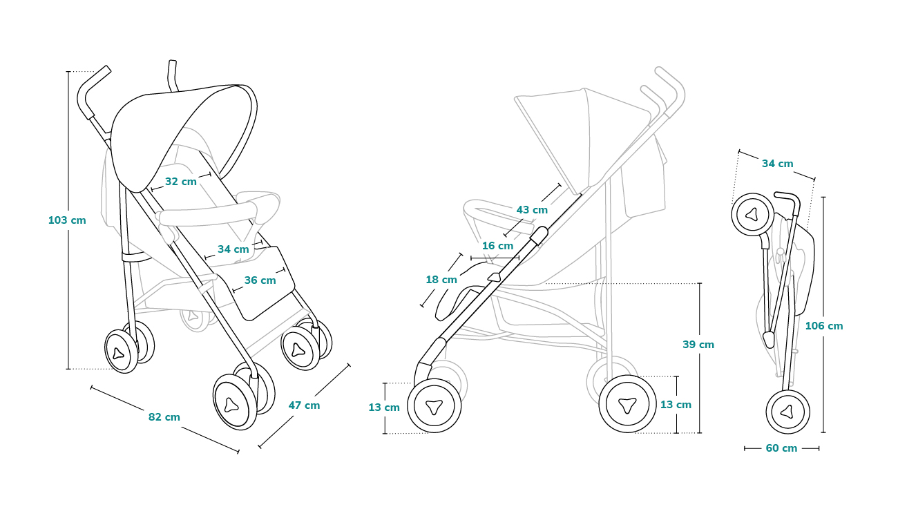 Wózek spacerowy Lionelo Elia Graphite- wymiary